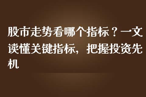 股市走势看哪个指标？一文读懂关键指标，把握投资先机_https://m.qmgjg.com_资金管理_第1张
