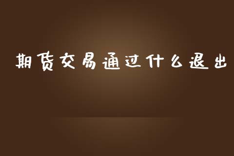 期货交易通过什么退出_https://m.qmgjg.com_资金管理_第1张