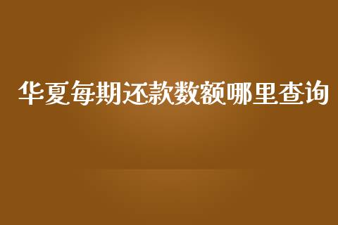 华夏每期还款数额哪里查询_https://m.qmgjg.com_资金管理_第1张