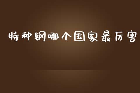 特种钢哪个国家最厉害_https://m.qmgjg.com_货币基金_第1张