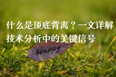什么是顶底背离？一文详解技术分析中的关键信号_https://m.qmgjg.com_投资银行_第1张