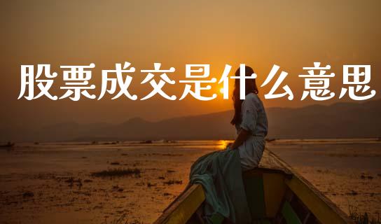 股票成交是什么意思_https://m.qmgjg.com_货币基金_第1张
