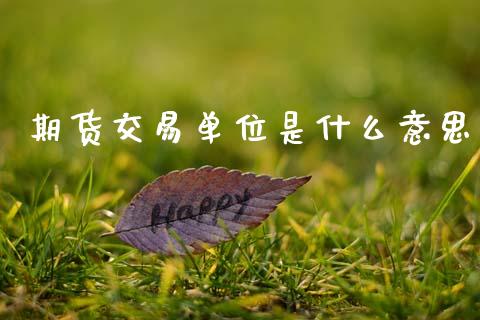 期货交易单位是什么意思_https://m.qmgjg.com_货币基金_第1张