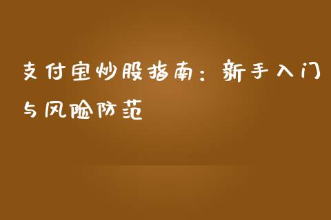 支付宝炒股指南：新手入门与风险防范_https://m.qmgjg.com_货币基金_第1张