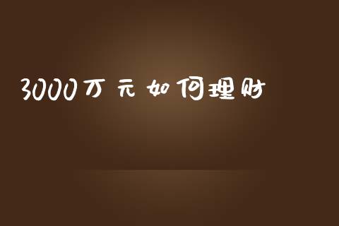 3000万元如何理财_https://m.qmgjg.com_投资银行_第1张