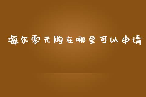 海尔零元购在哪里可以申请_https://m.qmgjg.com_货币基金_第1张