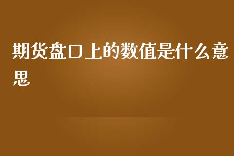 期货盘口上的数值是什么意思_https://m.qmgjg.com_金融市场_第1张
