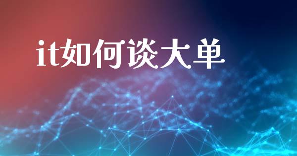 it如何谈大单_https://m.qmgjg.com_投资银行_第1张