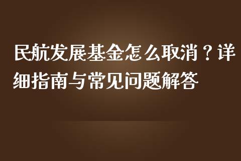 民航发展基金怎么取消？详细指南与常见问题解答_https://m.qmgjg.com_投资银行_第1张