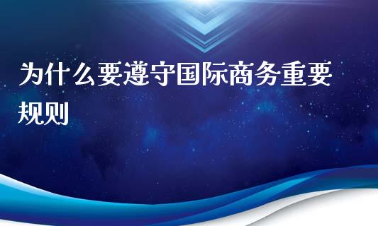 为什么要遵守国际商务重要规则_https://m.qmgjg.com_资金管理_第1张