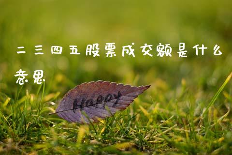 二三四五股票成交额是什么意思_https://m.qmgjg.com_金融市场_第1张