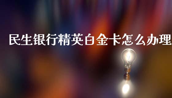 民生银行精英白金卡怎么办理_https://m.qmgjg.com_资金管理_第1张