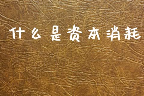 什么是资本消耗_https://m.qmgjg.com_投资银行_第1张