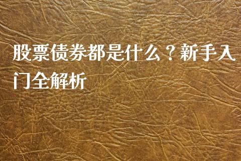 股票债券都是什么？新手入门全解析_https://m.qmgjg.com_投资银行_第1张