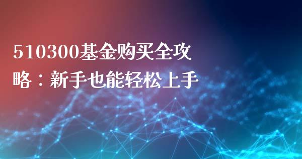 510300基金购买全攻略：新手也能轻松上手_https://m.qmgjg.com_货币基金_第1张
