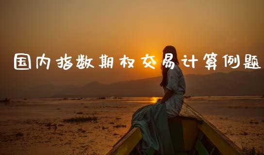 国内指数期权交易计算例题_https://m.qmgjg.com_货币基金_第1张