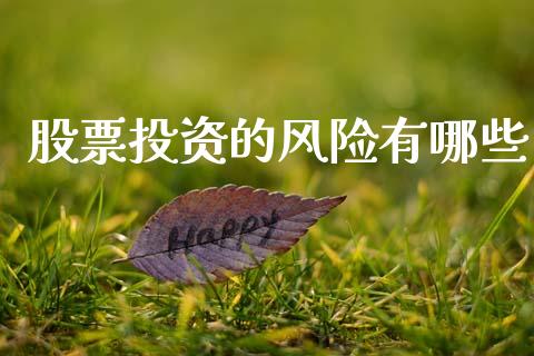 股票投资的风险有哪些_https://m.qmgjg.com_资金管理_第1张