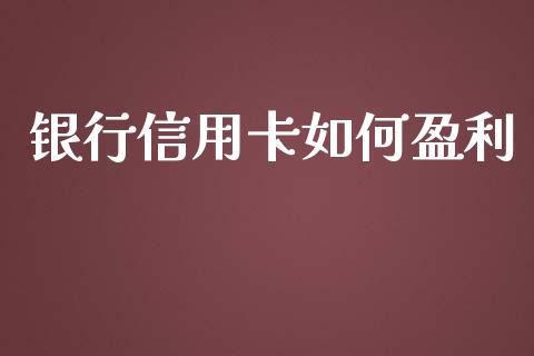 银行信用卡如何盈利_https://m.qmgjg.com_货币基金_第1张