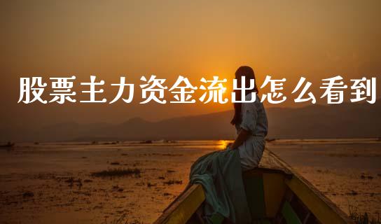 股票主力资金流出怎么看到_https://m.qmgjg.com_金融市场_第1张