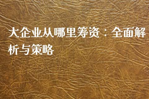 大企业从哪里筹资：全面解析与策略_https://m.qmgjg.com_金融市场_第1张