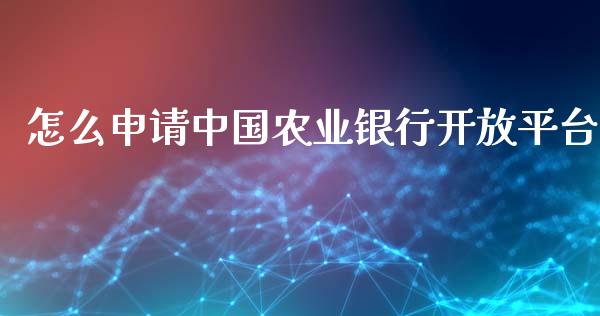 怎么申请中国农业银行开放平台_https://m.qmgjg.com_货币基金_第1张
