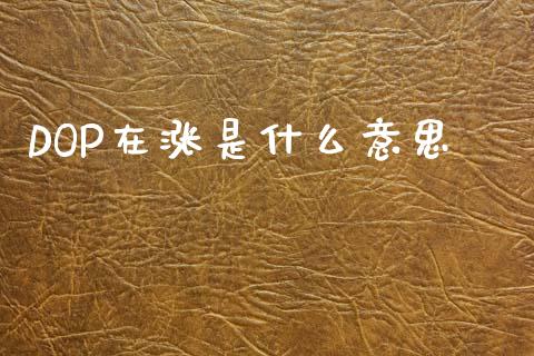 DOP在涨是什么意思_投资银行_第1张_资金管理_投资银行_金融市场_货币基金 DOP在涨是什么意思_https://m.qmgjg.com_投资银行_第1张