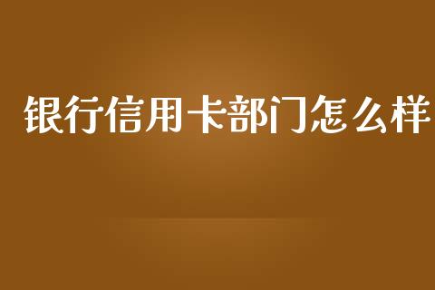 银行信用卡部门怎么样_https://m.qmgjg.com_货币基金_第1张