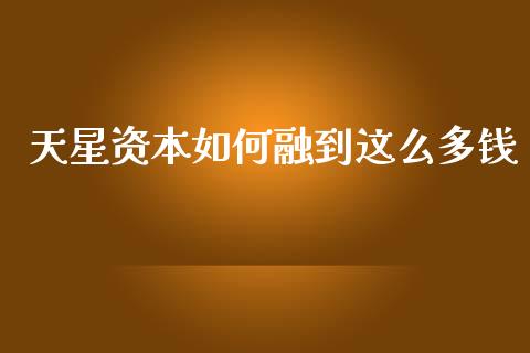 天星资本如何融到这么多钱_https://m.qmgjg.com_金融市场_第1张