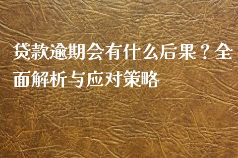 贷款逾期会有什么后果？全面解析与应对策略_https://m.qmgjg.com_资金管理_第1张
