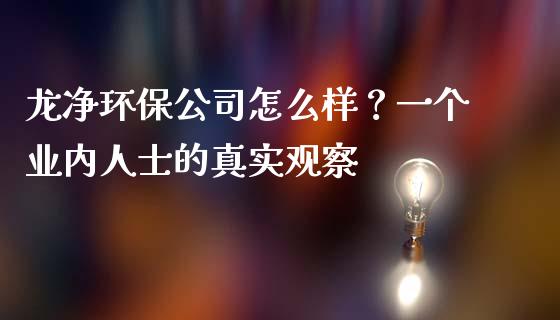 龙净环保公司怎么样？一个业内人士的真实观察_https://m.qmgjg.com_金融市场_第1张