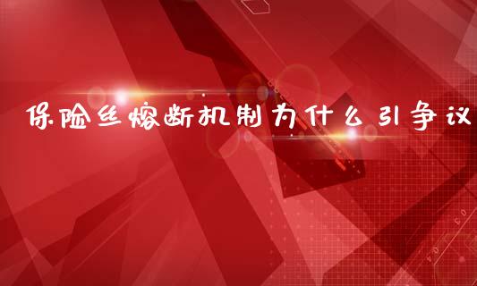 保险丝熔断机制为什么引争议_https://m.qmgjg.com_货币基金_第1张