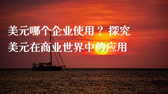 美元哪个企业使用？ 探究美元在商业世界中的应用_https://m.qmgjg.com_投资银行_第1张