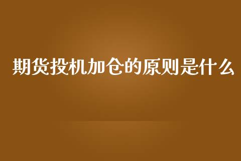 期货投机加仓的原则是什么_https://m.qmgjg.com_投资银行_第1张