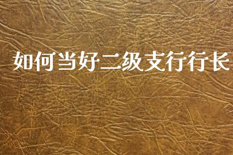 如何当好二级支行行长_https://m.qmgjg.com_资金管理_第1张