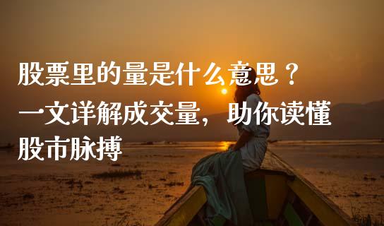 股票里的量是什么意思？ 一文详解成交量，助你读懂股市脉搏_https://m.qmgjg.com_货币基金_第1张