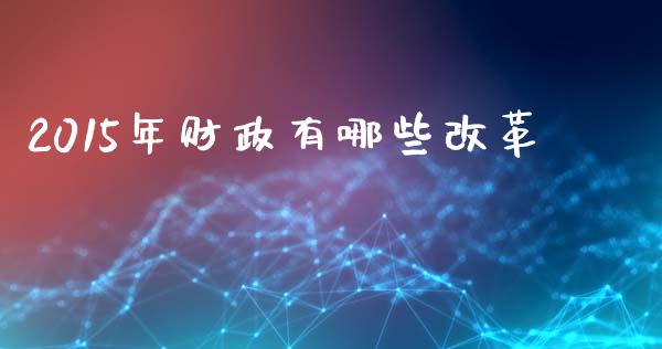 2015年财政有哪些改革_https://m.qmgjg.com_货币基金_第1张