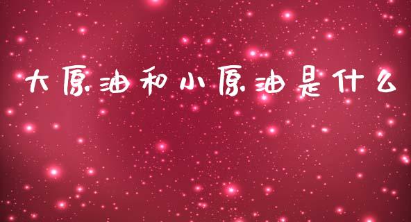 大原油和小原油是什么_https://m.qmgjg.com_投资银行_第1张