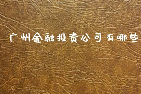 广州金融投资公司有哪些_https://m.qmgjg.com_资金管理_第1张