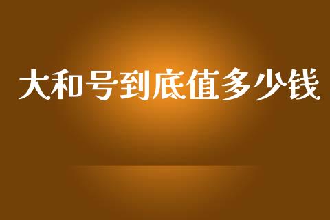 大和号到底值多少钱_https://m.qmgjg.com_金融市场_第1张
