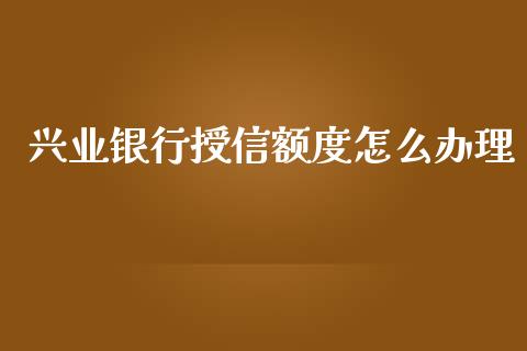 兴业银行授信额度怎么办理_https://m.qmgjg.com_投资银行_第1张