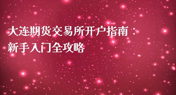 大连期货交易所开户指南：新手入门全攻略_https://m.qmgjg.com_投资银行_第1张