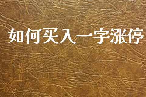 如何买入一字涨停_https://m.qmgjg.com_资金管理_第1张