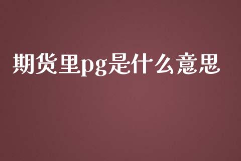 期货里pg是什么意思_金融市场_第1张_资金管理_投资银行_金融市场_货币基金 期货里pg是什么意思_https://m.qmgjg.com_金融市场_第1张