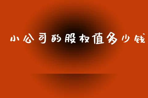 小公司的股权值多少钱_https://m.qmgjg.com_资金管理_第1张
