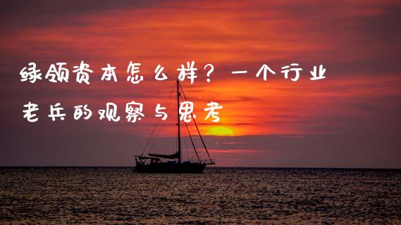 绿领资本怎么样？一个行业老兵的观察与思考_https://m.qmgjg.com_金融市场_第1张