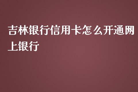 吉林银行信用卡怎么开通网上银行_https://m.qmgjg.com_资金管理_第1张