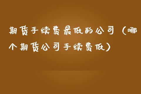 期货手续费最低的公司(哪个期货公司手续费低)_投资银行_第1张_资金管理_投资银行_金融市场_货币基金 期货手续费最低的公司(哪个期货公司手续费低)_https://m.qmgjg.com_投资银行_第1张