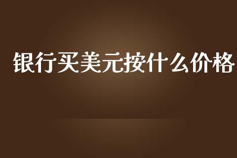 银行买美元按什么价格_https://m.qmgjg.com_投资银行_第1张