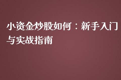 小资金炒股如何：新手入门与实战指南_https://m.qmgjg.com_金融市场_第1张
