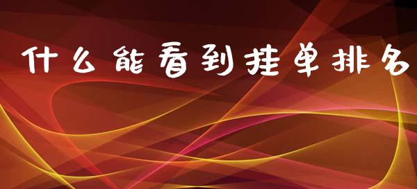 什么能看到挂单排名_https://m.qmgjg.com_投资银行_第1张